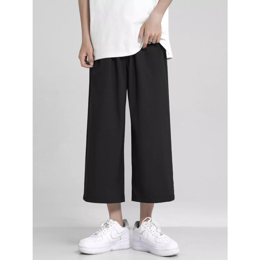 Men’s Full Size Loose Fit Cropped Pants Plus Size Black / S Apparel and Accessories