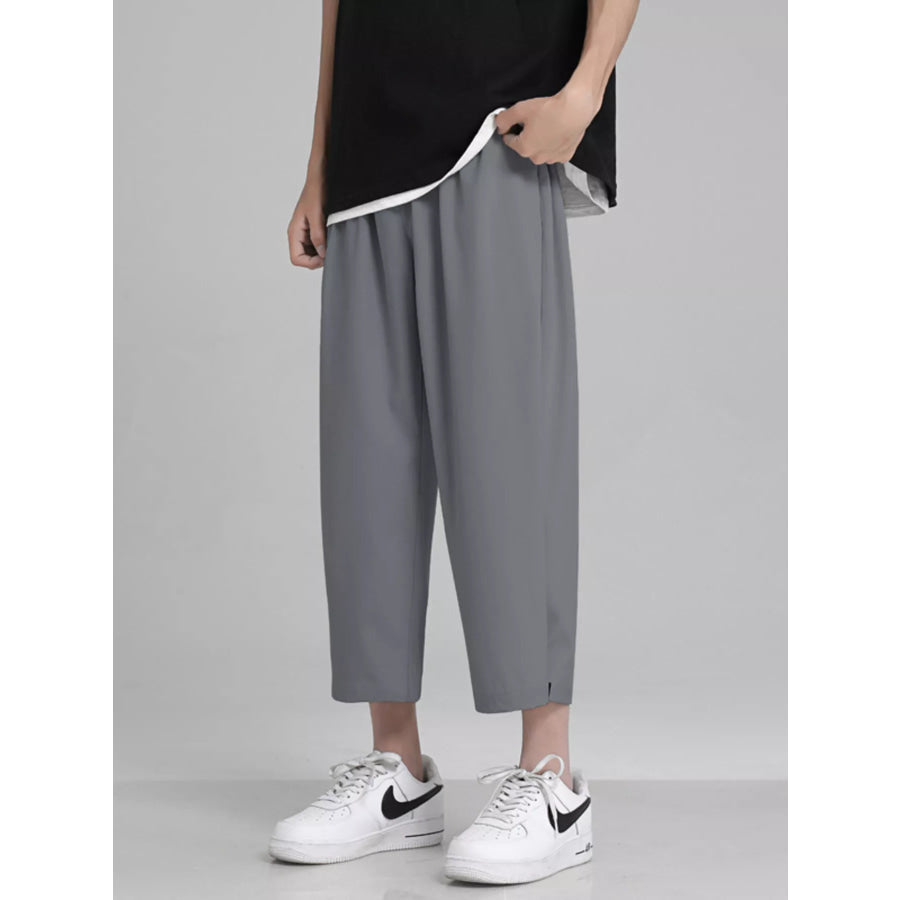Men’s Full Size Loose Fit Cropped Pants Plus Size Dark Gray / S Apparel and Accessories