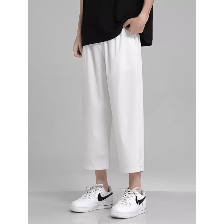 Men’s Full Size Loose Fit Cropped Pants Plus Size White / S Apparel and Accessories