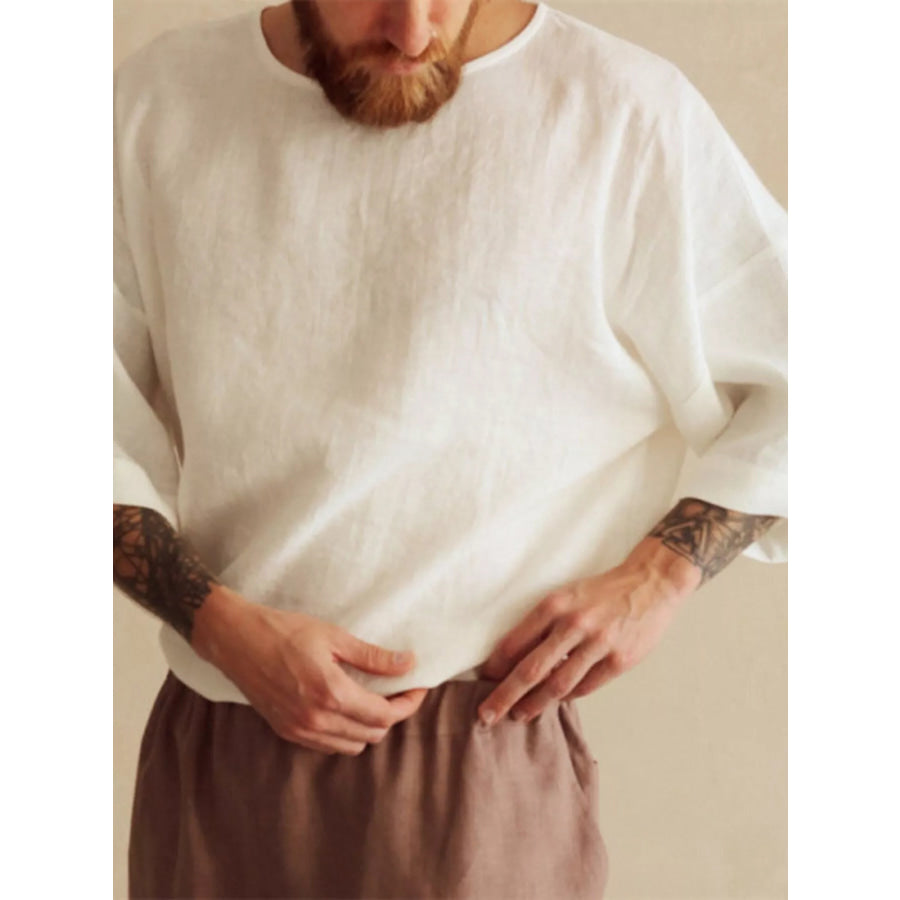 Men’s Full Size Loose Fit Round Neck T-Shirt Plus Size Apparel and Accessories