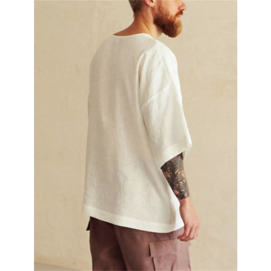Men’s Full Size Loose Fit Round Neck T-Shirt Plus Size Apparel and Accessories