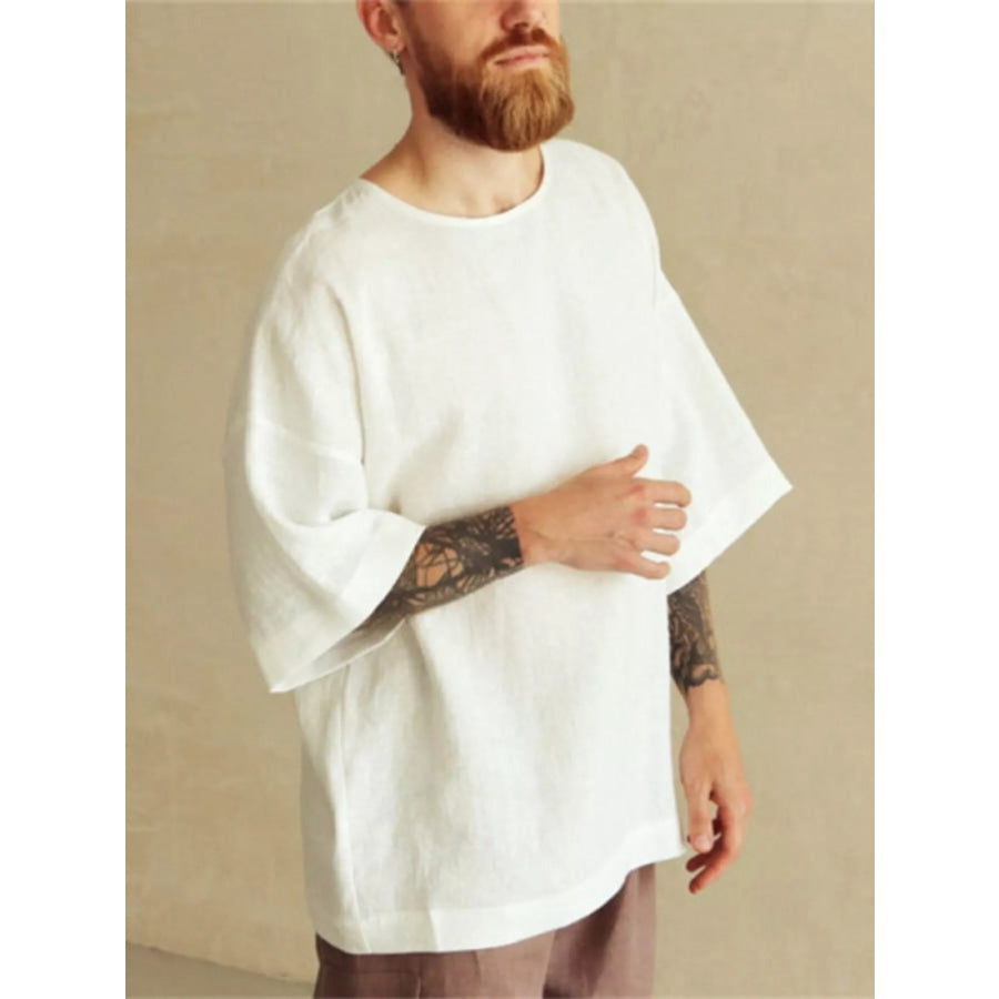 Men’s Full Size Loose Fit Round Neck T-Shirt Plus Size Apparel and Accessories
