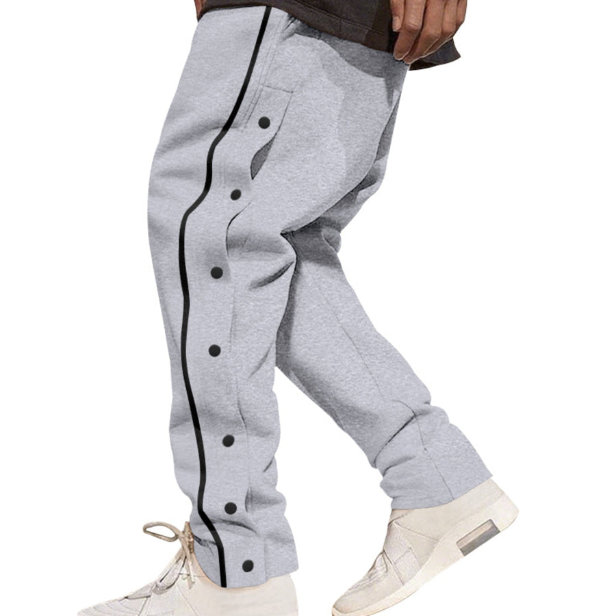Men’s Full Size Loose Fit Side Snap Button Track Pants Plus Size Apparel and Accessories