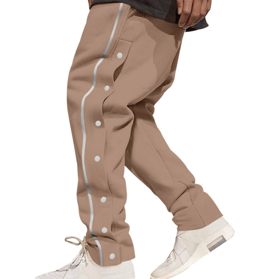 Men’s Full Size Loose Fit Side Snap Button Track Pants Plus Size Apparel and Accessories