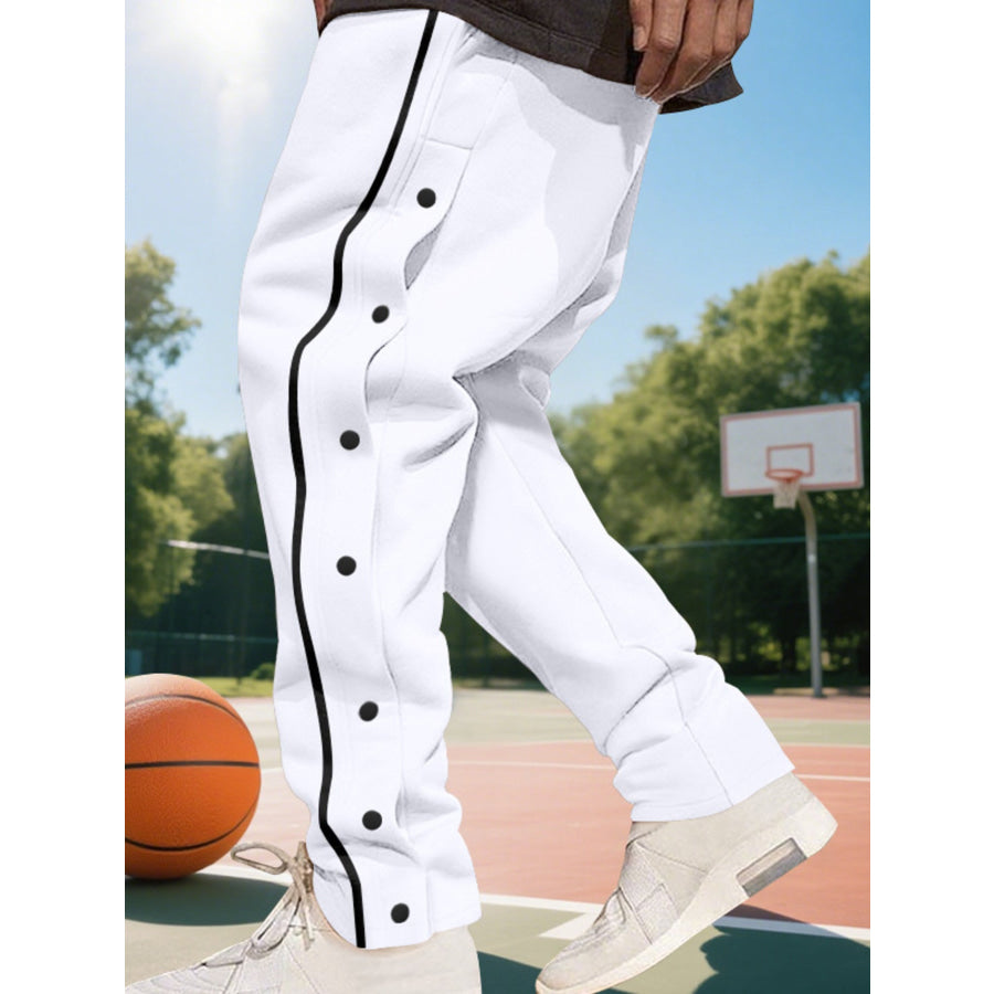 Men’s Full Size Loose Fit Side Snap Button Track Pants Plus Size Apparel and Accessories
