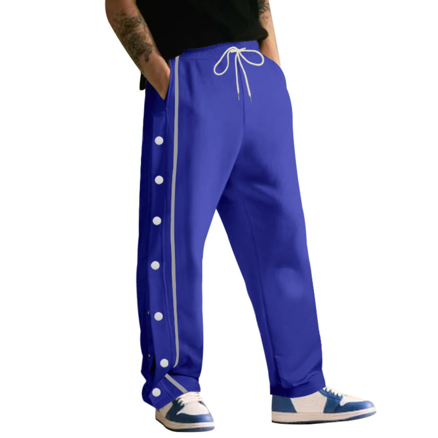 Men’s Full Size Loose Fit Side Snap Button Track Pants Plus Size Apparel and Accessories
