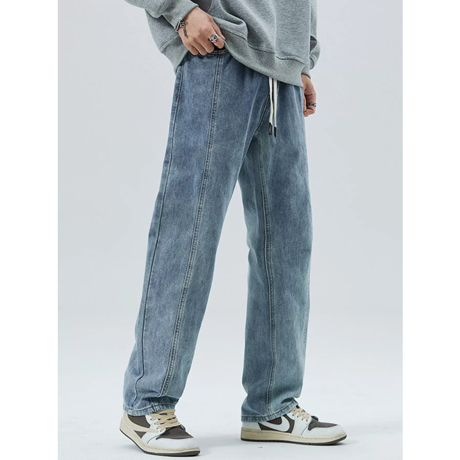 Men’s Full Size Loose Fit Straight Leg Jeans Plus Size Apparel and Accessories