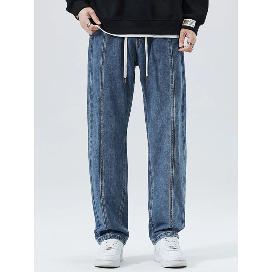 Men’s Full Size Loose Fit Straight Leg Jeans Plus Size Dark Blue / S Apparel and Accessories