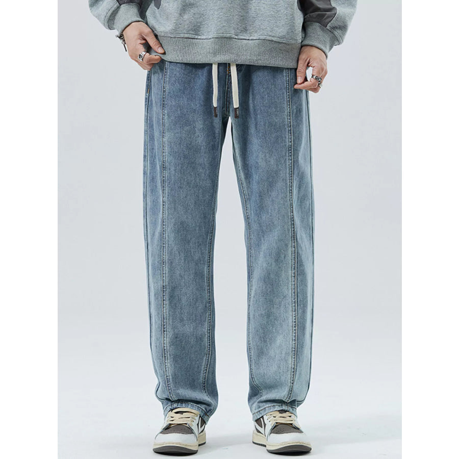 Men’s Full Size Loose Fit Straight Leg Jeans Plus Size Light Blue / S Apparel and Accessories