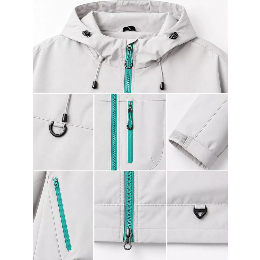 Men’s Full Size Multi Pockets Zip Up Jacket Plus Apparel and Accessories