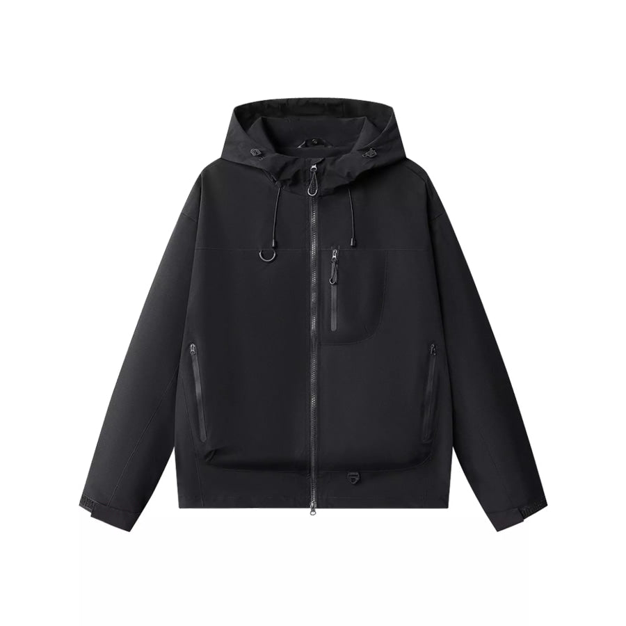 Men’s Full Size Multi Pockets Zip Up Jacket Plus Black-SD-7870 / S Apparel and Accessories