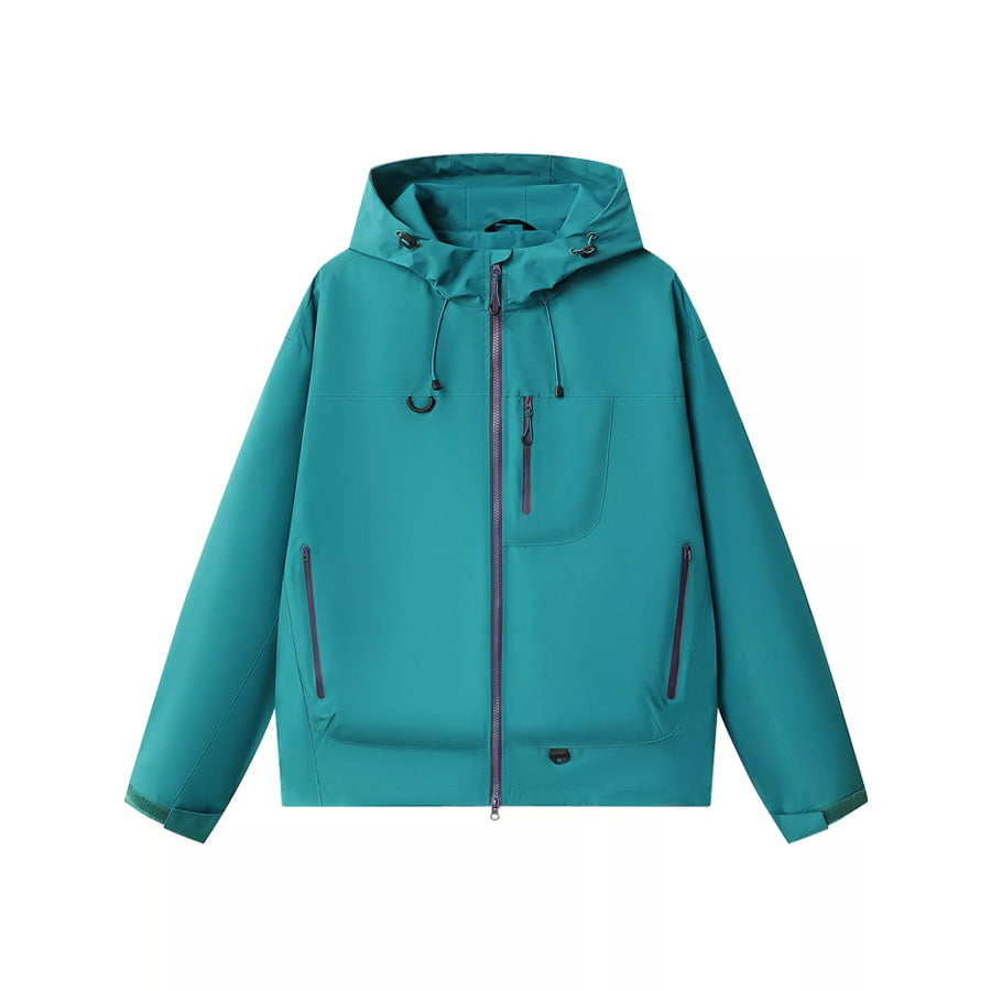 Men’s Full Size Multi Pockets Zip Up Jacket Plus Enchanted Green-SD-7870 / S Apparel and Accessories