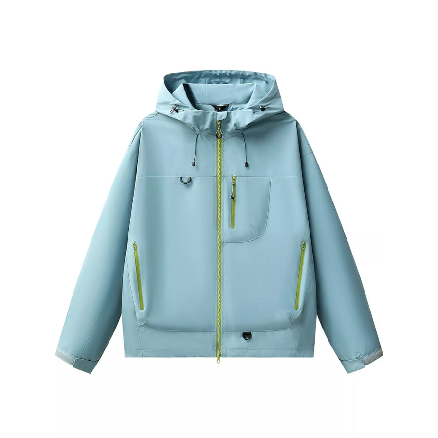 Men’s Full Size Multi Pockets Zip Up Jacket Plus Light Blue / S Apparel and Accessories