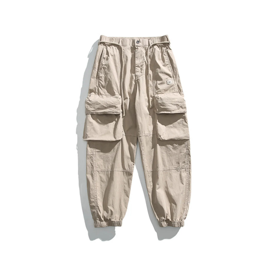 Men’s Full Size Multiple Pockets Pants Set Plus Size Apricot / S Apparel and Accessories