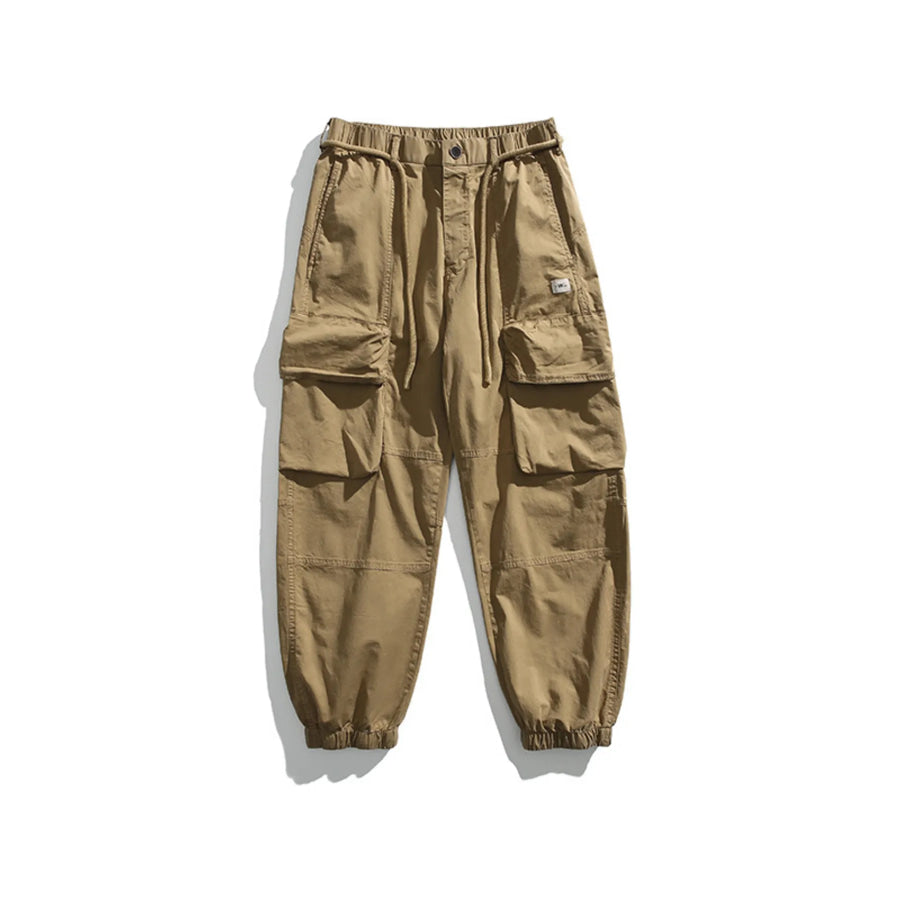 Men’s Full Size Multiple Pockets Pants Set Plus Size Khaki / S Apparel and Accessories