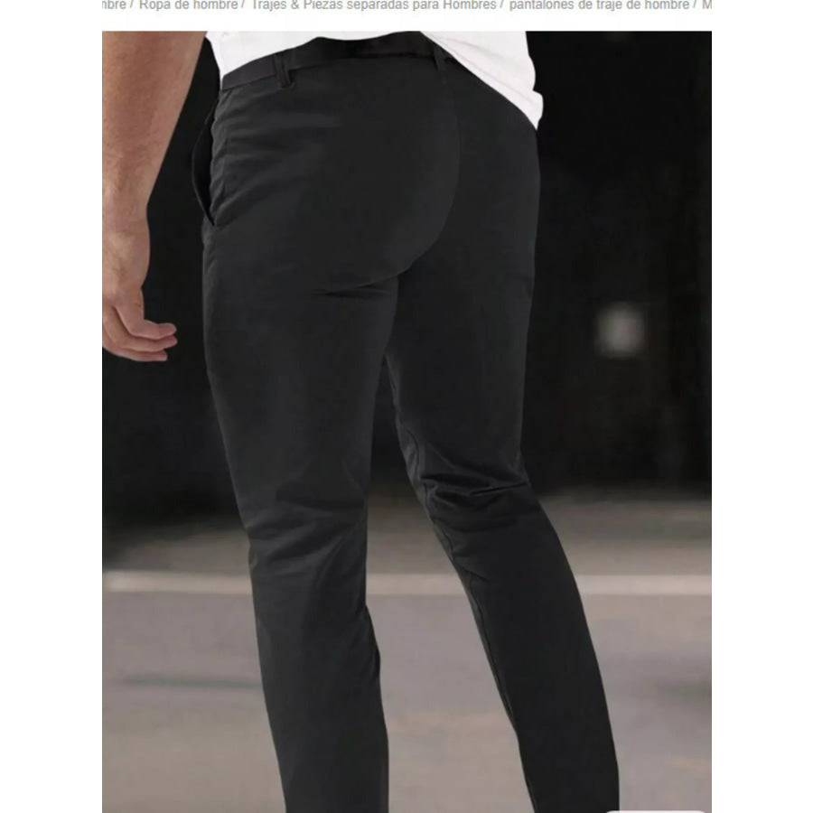 Men’s Full Size Pleated Slim Fit Casual Pants Plus Size Apparel and Accessories
