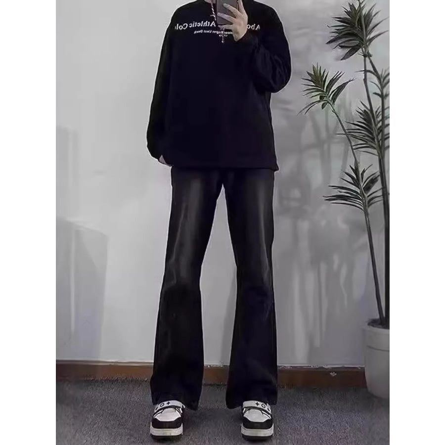 Men’s Full Size Pocketed Flare Jeans Plus Size Black / S Apparel and Accessories