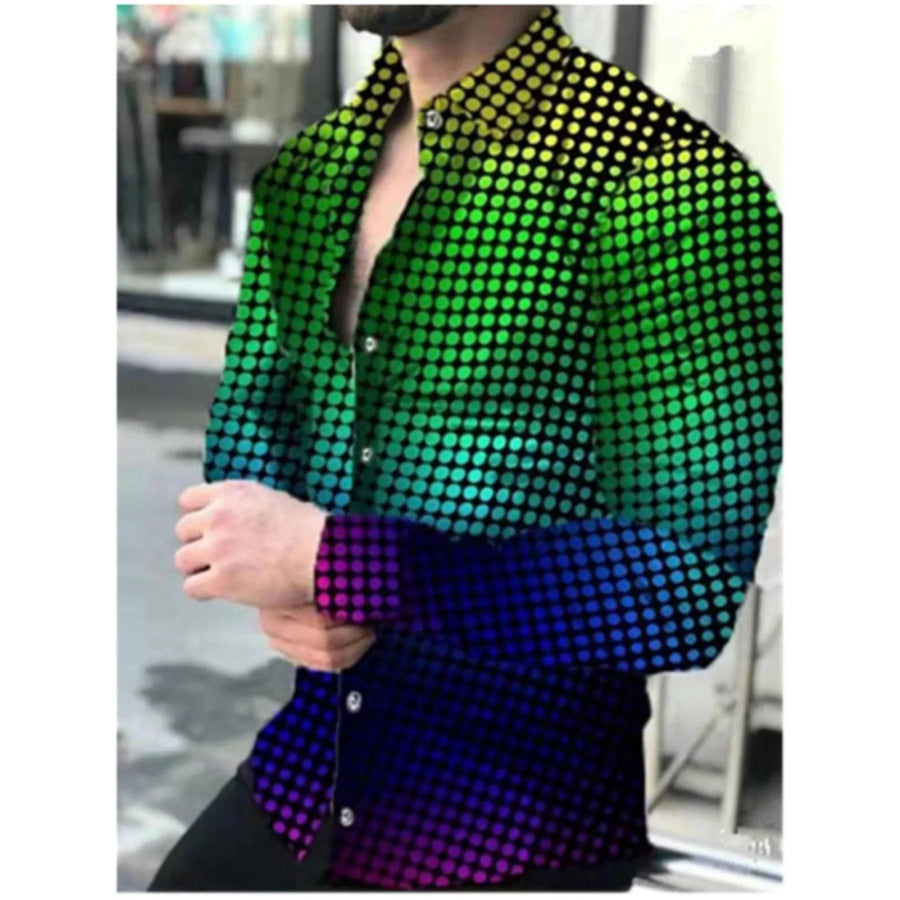 Men’s Full Size Printed Button-Down Shirt Plus Size Dark Green / S Apparel and Accessories