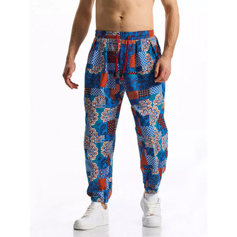 Men’s Full Size Printed Drawstring Casual Pants Plus Size Apparel and Accessories