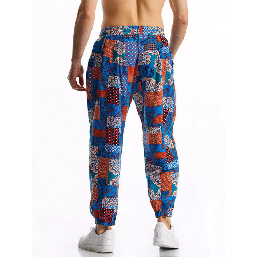 Men’s Full Size Printed Drawstring Casual Pants Plus Size Apparel and Accessories