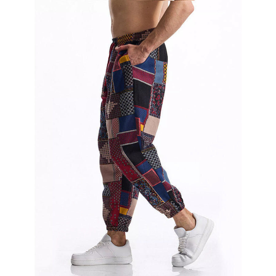 Men’s Full Size Printed Drawstring Casual Pants Plus Size Apparel and Accessories