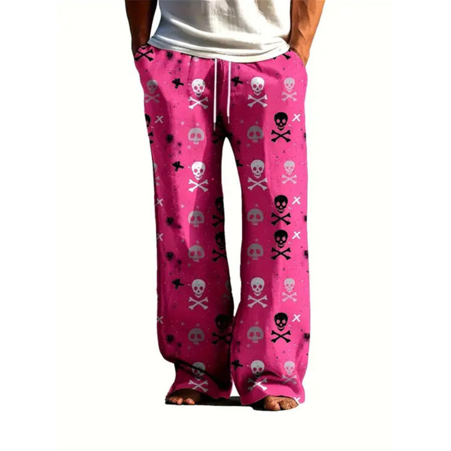 Men’s Full Size Printed Loose Fit Pants Plus Size Hot Pink / S Apparel and Accessories