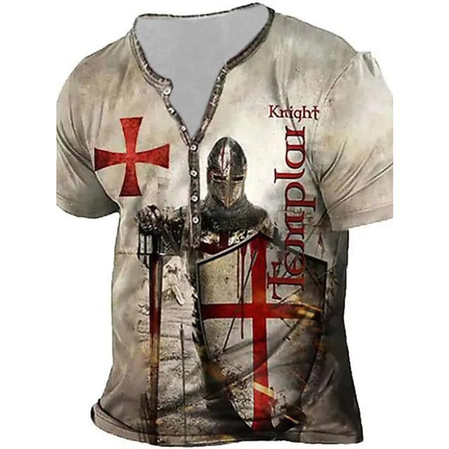 Men’s Full Size Printed Short Sleeve T-Shirt Plus Size Khaki / S Apparel and Accessories