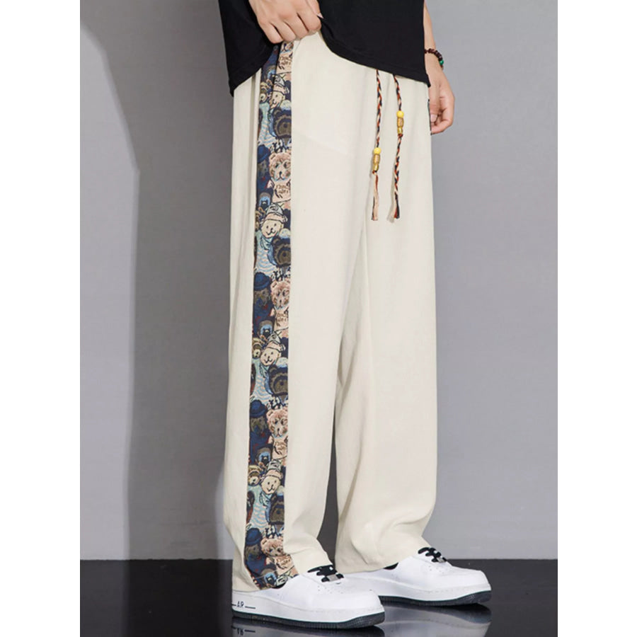 Men’s Full Size Printed Side Stripe Loose Pants Plus Size Apparel and Accessories