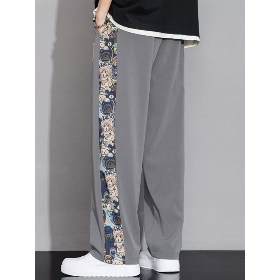 Men’s Full Size Printed Side Stripe Loose Pants Plus Size Apparel and Accessories