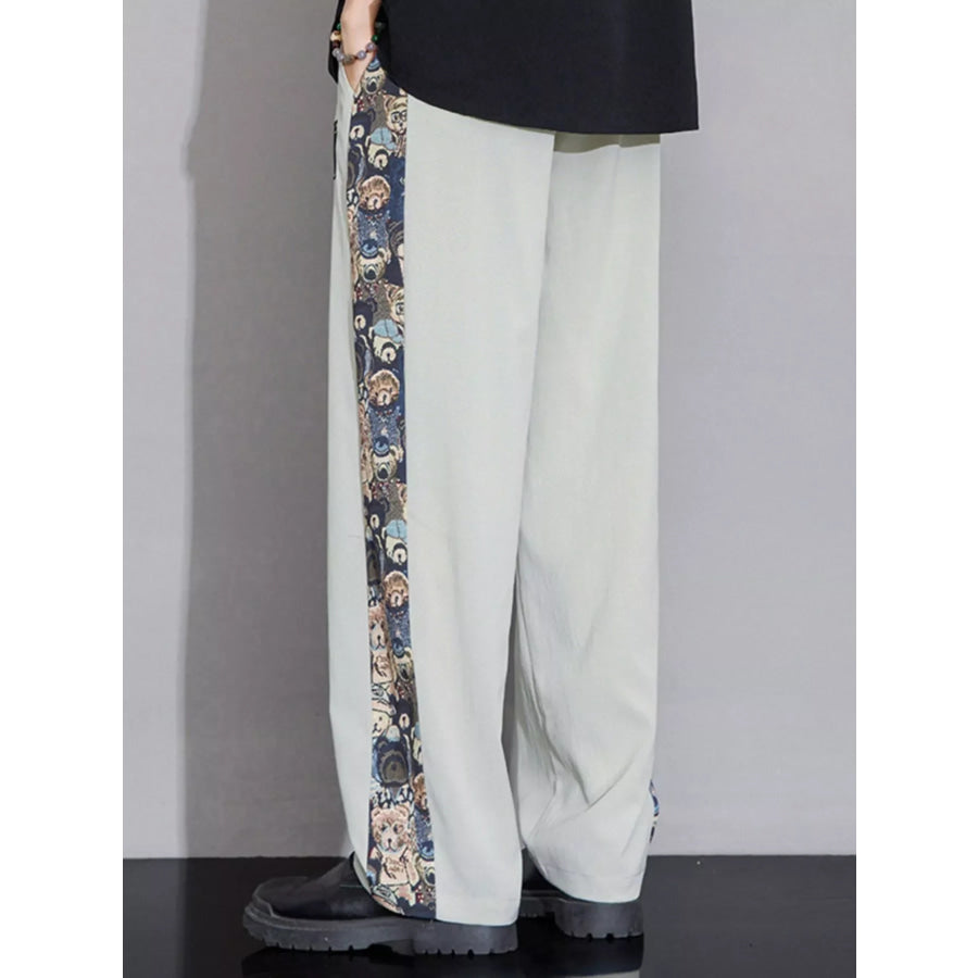 Men’s Full Size Printed Side Stripe Loose Pants Plus Size Apparel and Accessories
