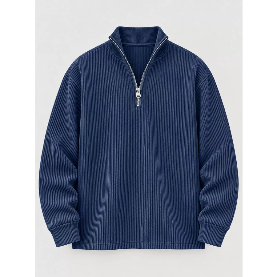 Men’s Full Size Quarter-Zip Long Sleeve Sweatshirt Plus Apparel and Accessories