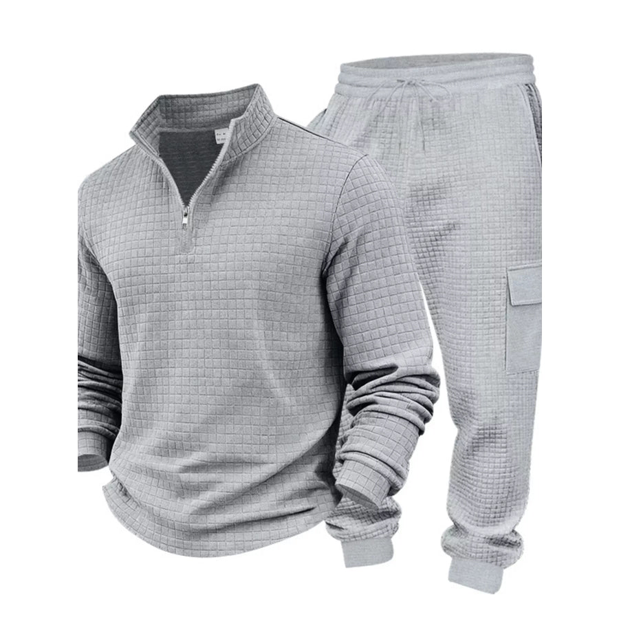 Men’s Full Size Quarter-Zip Top and Cargo Joggers Set Plus Size Apparel and Accessories