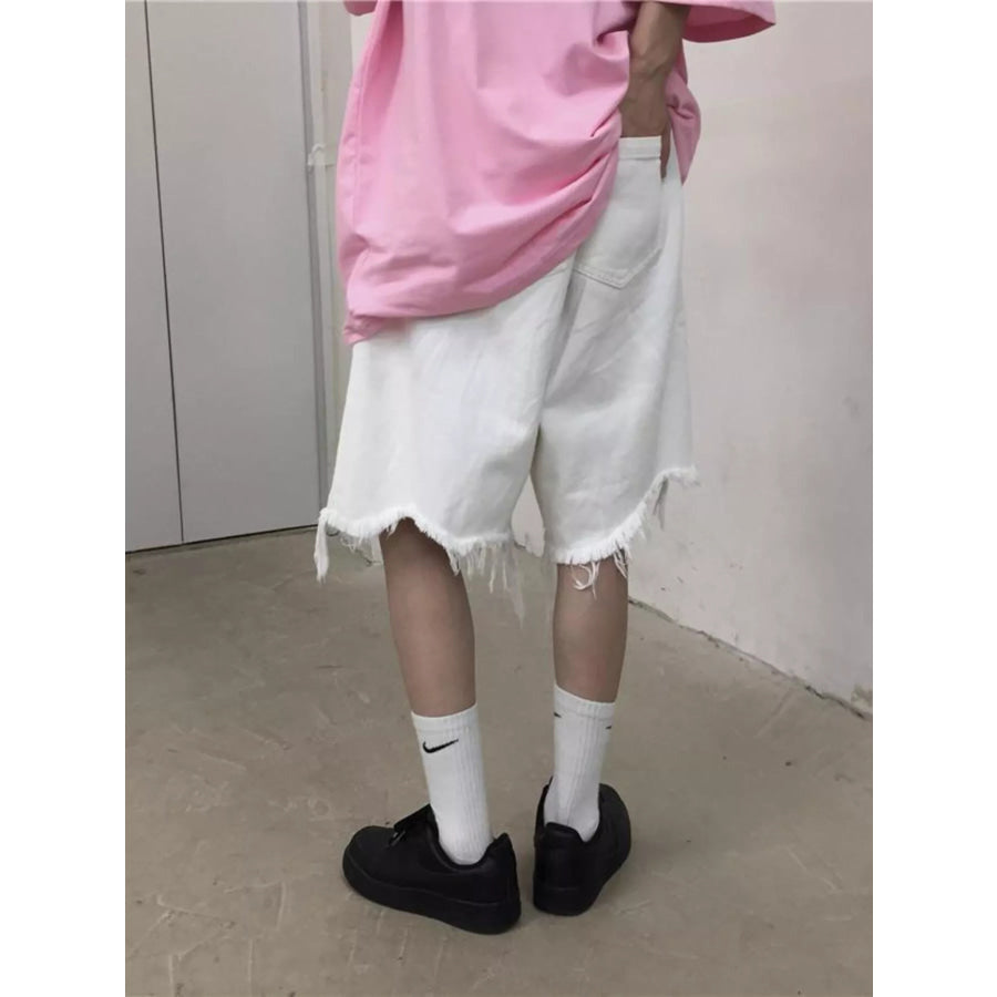 Men’s Full Size Raw Hem Shorts Plus Size Apparel and Accessories