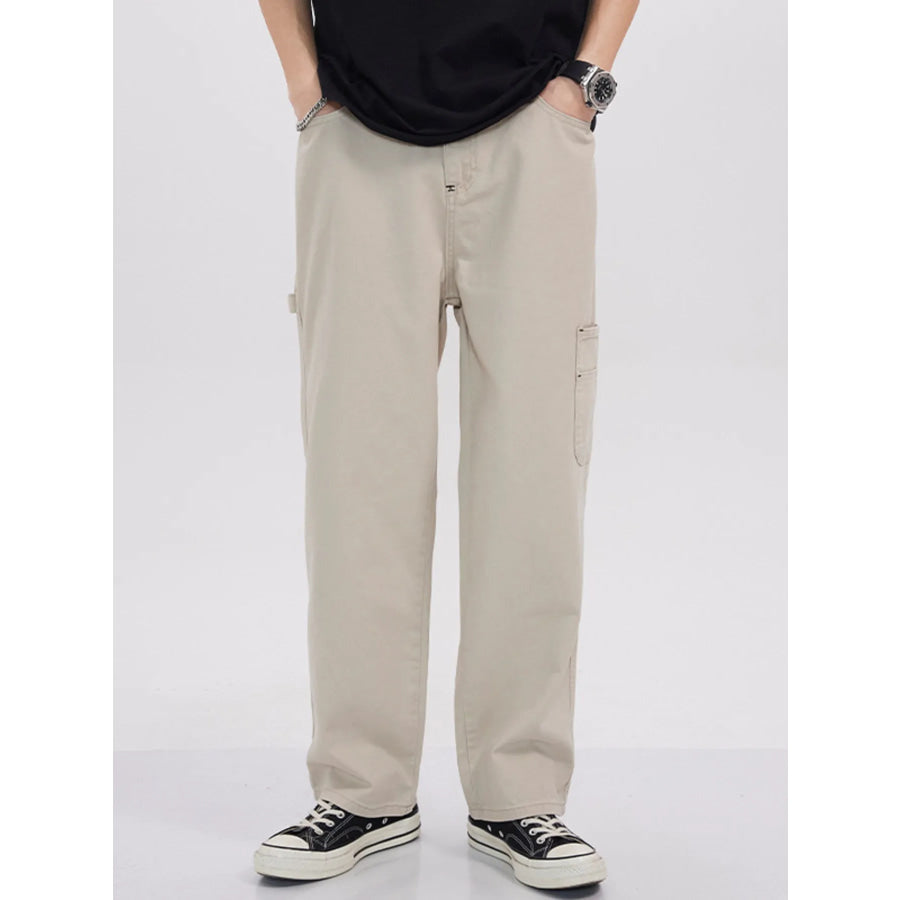 Men’s Full Size Relaxed Fit Cargo Jeans Plus Size Apricot / S Apparel and Accessories