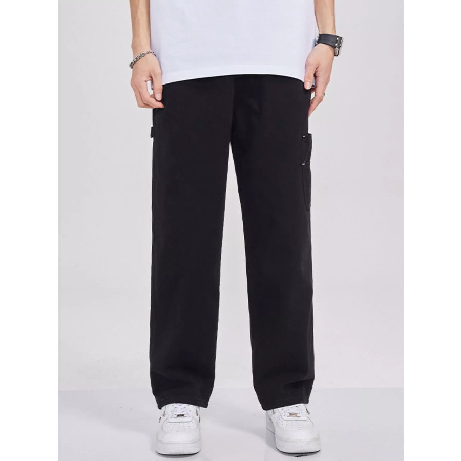 Men’s Full Size Relaxed Fit Cargo Jeans Plus Size Black / S Apparel and Accessories