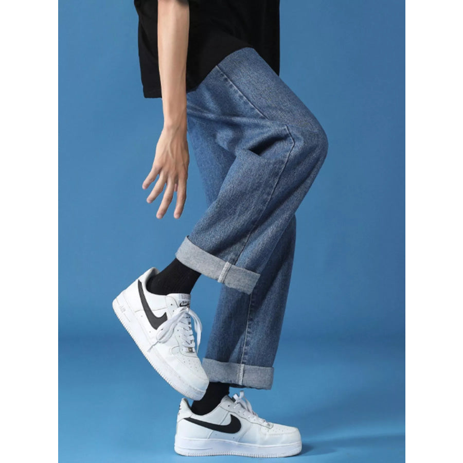 Men’s Full Size Relaxed Fit Cuffed Hem Jeans Plus Size Apparel and Accessories