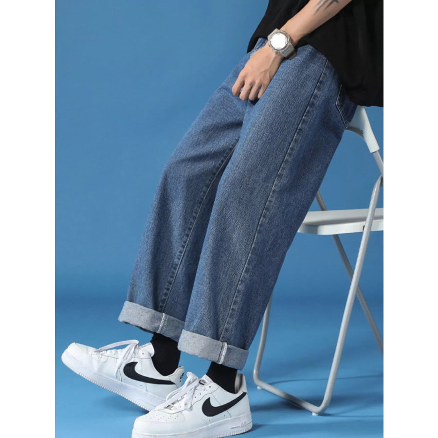 Men’s Full Size Relaxed Fit Cuffed Hem Jeans Plus Size Medium / S Apparel and Accessories
