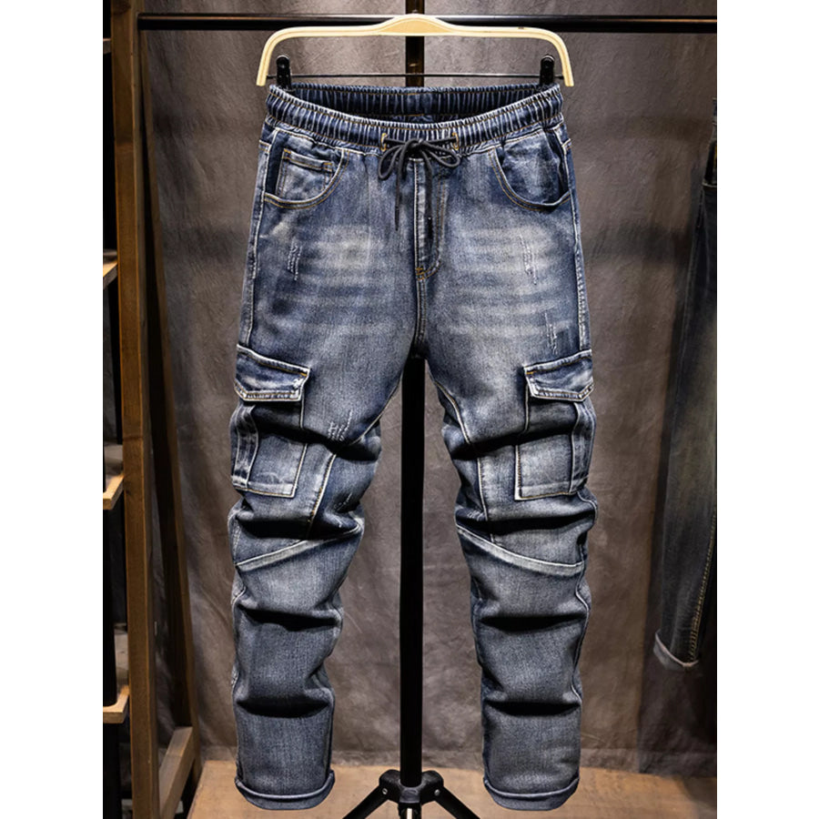 Men’s Full Size Relaxed Fit Drawstring Jeans Plus Size Medium / S Apparel and Accessories