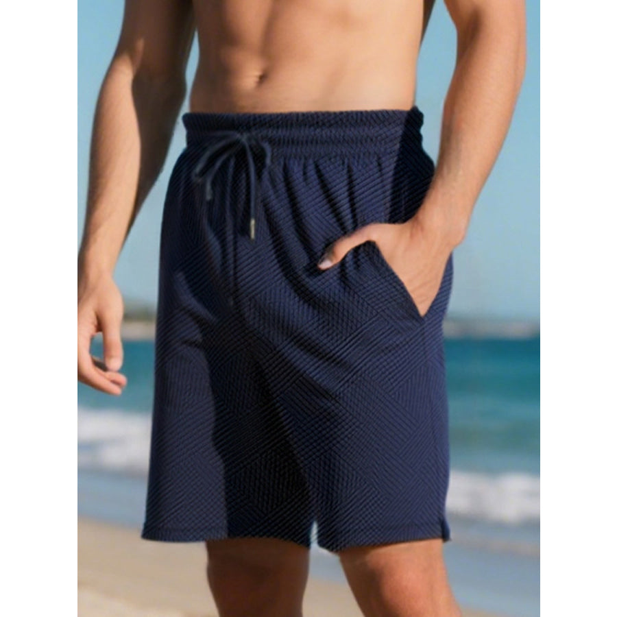 Men’s Full Size Relaxed Fit Drawstring Shorts Plus Size Navy Blue / S Apparel and Accessories