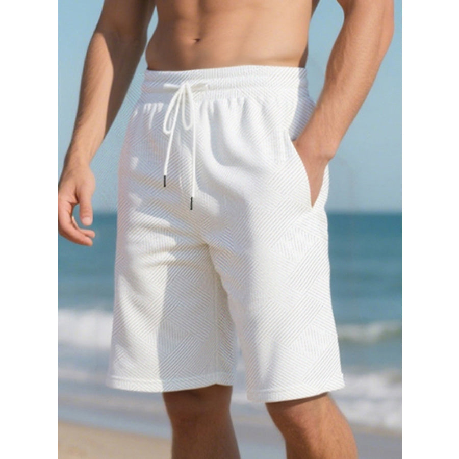 Men’s Full Size Relaxed Fit Drawstring Shorts Plus Size White / S Apparel and Accessories