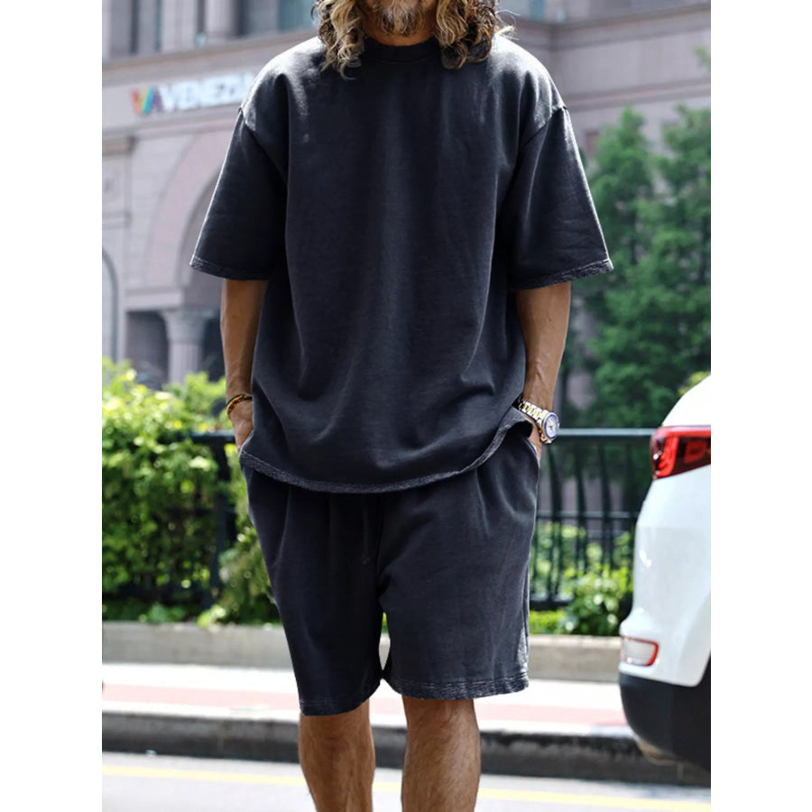 Men’s Full Size Relaxed Fit T-Shirt & Shorts Set Plus Size Apparel and Accessories