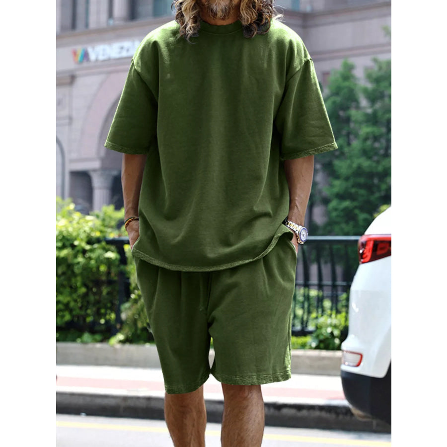 Men’s Full Size Relaxed Fit T-Shirt & Shorts Set Plus Size Apparel and Accessories