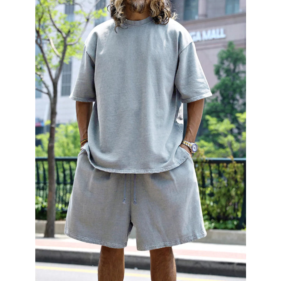 Men’s Full Size Relaxed Fit T-Shirt & Shorts Set Plus Size Apparel and Accessories