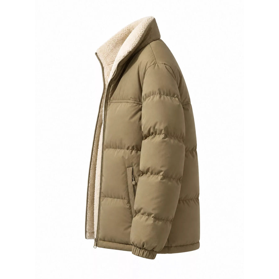 Men’s Full Size Reversible Sherpa-Lined Puffer Plus Apparel and Accessories
