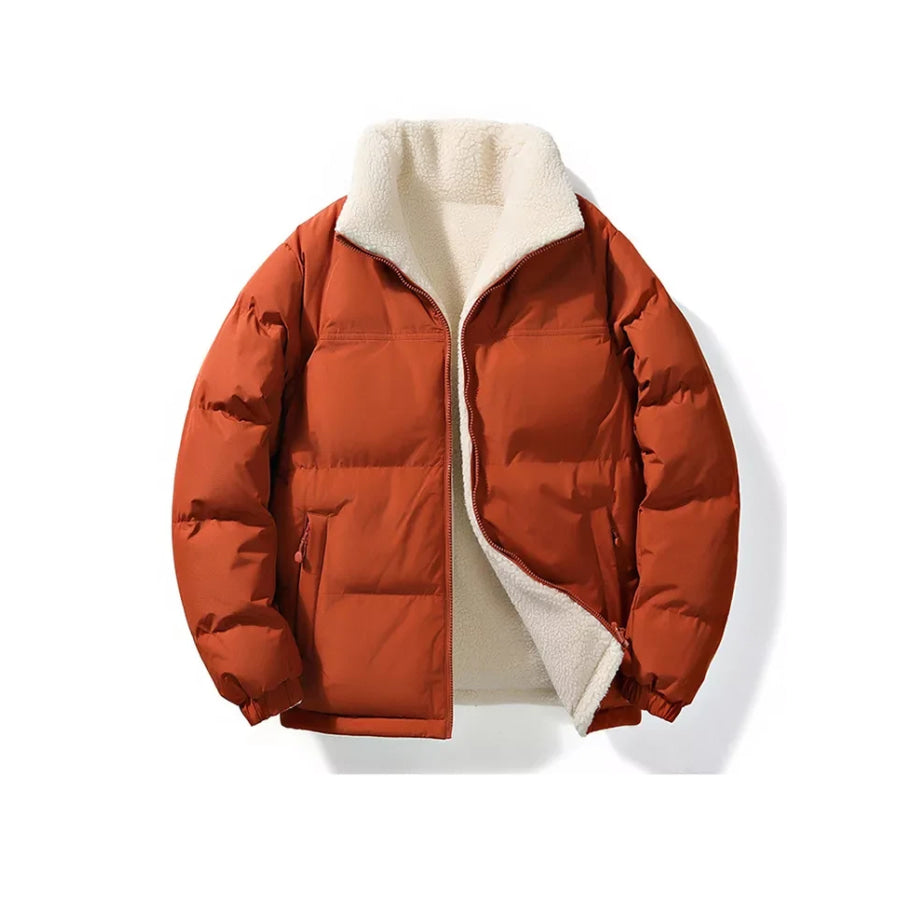 Men’s Full Size Reversible Sherpa-Lined Puffer Plus Earth Yellow / S Apparel and Accessories