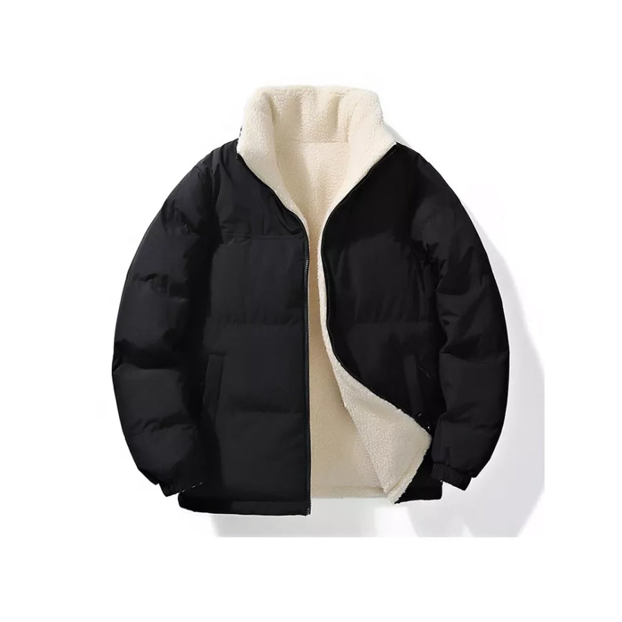 Men’s Full Size Reversible Sherpa-Lined Puffer Plus Knight Black / S Apparel and Accessories