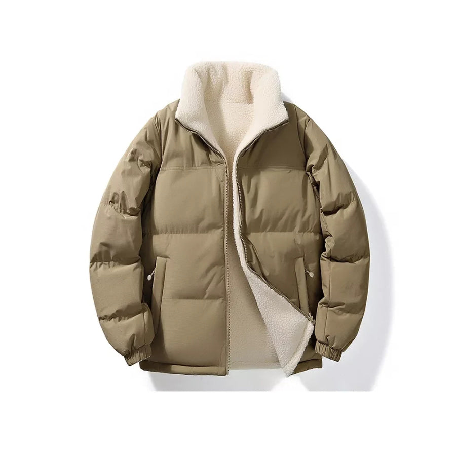 Men’s Full Size Reversible Sherpa-Lined Puffer Plus Light Army Green / S Apparel and Accessories