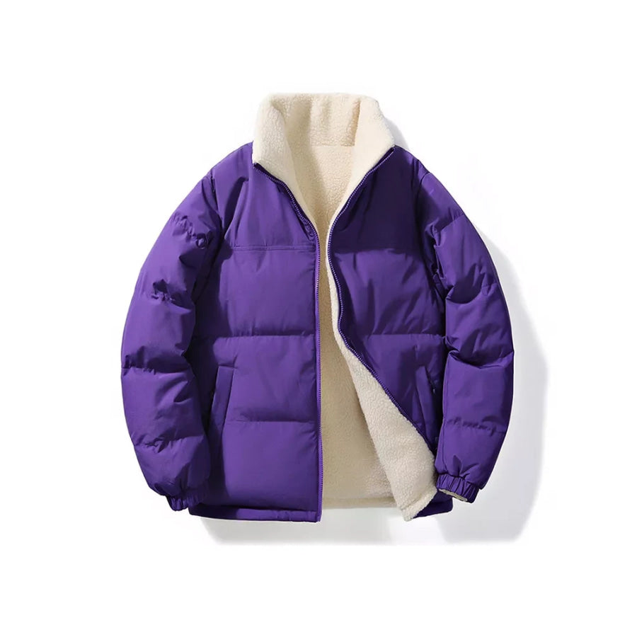 Men’s Full Size Reversible Sherpa-Lined Puffer Plus Radiant Night Purple / S Apparel and Accessories