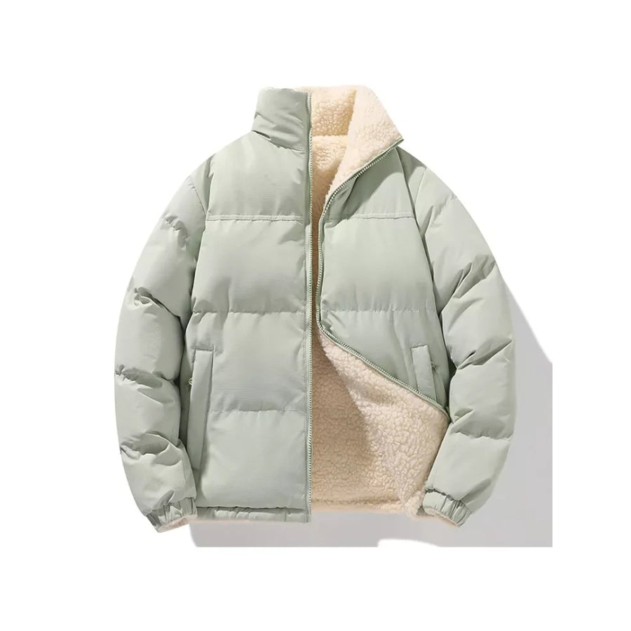 Men’s Full Size Reversible Sherpa-Lined Puffer Plus Sage / S Apparel and Accessories