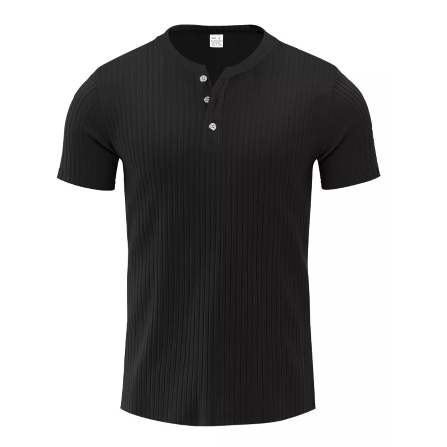 Men’s Full Size Ribbed Button-Down Casual T-Shirt Plus Size Apparel and Accessories